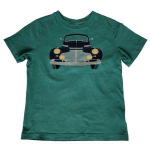 Hanna Andersson Kids Boys Green Car Print Hot Rod Short Sleeve T-Shirt Size US 8